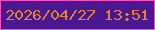 文字の大きさ：4、枠の色：f84ec3、背景の色：4a1791、文字の色：df8333 無料ブログパーツのブログ時計