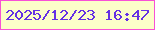 文字の大きさ：1、枠の色：f850d6、背景の色：fcfec9、文字の色：6431e4 無料ブログパーツのブログ時計