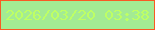 文字の大きさ：5、枠の色：f85a24、背景の色：a3eb93、文字の色：beff64 無料ブログパーツのブログ時計