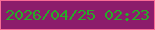 文字の大きさ：1、枠の色：f86c96、背景の色：8c1c6b、文字の色：27ac27 無料ブログパーツのブログ時計