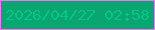 文字の大きさ：4、枠の色：f873fe、背景の色：0aa672、文字の色：05c785 無料ブログパーツのブログ時計