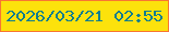 文字の大きさ：5、枠の色：f87632、背景の色：fce20c、文字の色：0e7d8f 無料ブログパーツのブログ時計