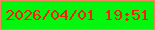 文字の大きさ：4、枠の色：f88361、背景の色：04f50e、文字の色：f0210b 無料ブログパーツのブログ時計
