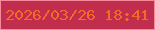 文字の大きさ：1、枠の色：f8889b、背景の色：c12e4d、文字の色：f6672a 無料ブログパーツのブログ時計