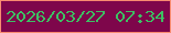 文字の大きさ：2、枠の色：f88b70、背景の色：7e064b、文字の色：3dc063 無料ブログパーツのブログ時計
