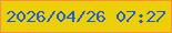 文字の大きさ：5、枠の色：f88f44、背景の色：eccf05、文字の色：1f5cdc 無料ブログパーツのブログ時計