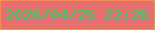 文字の大きさ：1、枠の色：f89330、背景の色：e66f6f、文字の色：1edb67 無料ブログパーツのブログ時計