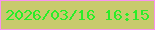 文字の大きさ：1、枠の色：f893f0、背景の色：c8ca6d、文字の色：28ee28 無料ブログパーツのブログ時計