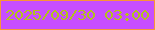 文字の大きさ：5、枠の色：f89536、背景の色：c74eff、文字の色：b2c21b 無料ブログパーツのブログ時計
