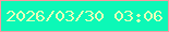 文字の大きさ：4、枠の色：f898a0、背景の色：0cf8b7、文字の色：e4ffb9 無料ブログパーツのブログ時計