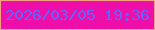 文字の大きさ：5、枠の色：f8a180、背景の色：ee0fab、文字の色：6663fd 無料ブログパーツのブログ時計