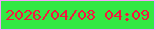 文字の大きさ：5、枠の色：f8a1fe、背景の色：33e844、文字の色：f41840 無料ブログパーツのブログ時計
