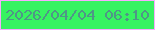 文字の大きさ：5、枠の色：f8abff、背景の色：37f361、文字の色：4f9687 無料ブログパーツのブログ時計
