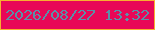 文字の大きさ：5、枠の色：f8b030、背景の色：e80857、文字の色：5991a9 無料ブログパーツのブログ時計