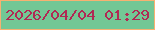 文字の大きさ：5、枠の色：f8b171、背景の色：73c795、文字の色：b12854 無料ブログパーツのブログ時計