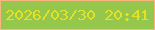 文字の大きさ：3、枠の色：f8b57f、背景の色：94c74b、文字の色：e6e123 無料ブログパーツのブログ時計