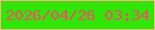 文字の大きさ：2、枠の色：f8b880、背景の色：2ee704、文字の色：fe476e 無料ブログパーツのブログ時計