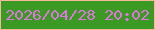 文字の大きさ：4、枠の色：f8b89c、背景の色：3b9a24、文字の色：e274df 無料ブログパーツのブログ時計