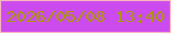文字の大きさ：5、枠の色：f8b8bd、背景の色：cc4bef、文字の色：a99a02 無料ブログパーツのブログ時計