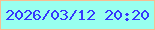 文字の大きさ：1、枠の色：f8bd91、背景の色：98ffef、文字の色：3537fd 無料ブログパーツのブログ時計