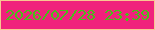 文字の大きさ：1、枠の色：f8c692、背景の色：f0227c、文字の色：49bd1a 無料ブログパーツのブログ時計