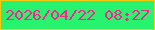 文字の大きさ：4、枠の色：f8c811、背景の色：28f36e、文字の色：f92490 無料ブログパーツのブログ時計