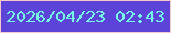 文字の大きさ：4、枠の色：f8c8cf、背景の色：5b44d7、文字の色：74fbe4 無料ブログパーツのブログ時計