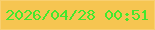 文字の大きさ：2、枠の色：f8cf71、背景の色：f6c551、文字の色：44e82d 無料ブログパーツのブログ時計