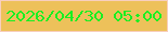 文字の大きさ：1、枠の色：f8cfbe、背景の色：edc15a、文字の色：1aef22 無料ブログパーツのブログ時計