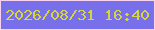 文字の大きさ：1、枠の色：f8d3f0、背景の色：7770ea、文字の色：d6d53b 無料ブログパーツのブログ時計