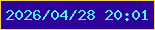 文字の大きさ：4、枠の色：f8d557、背景の色：2e039a、文字の色：58eeef 無料ブログパーツのブログ時計