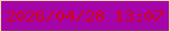 文字の大きさ：3、枠の色：f8d7a3、背景の色：a504a9、文字の色：d4050b 無料ブログパーツのブログ時計