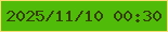 文字の大きさ：5、枠の色：f8de72、背景の色：50bc09、文字の色：343f0b 無料ブログパーツのブログ時計