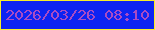 文字の大きさ：3、枠の色：f8ee28、背景の色：0e23f2、文字の色：a94bc4 無料ブログパーツのブログ時計