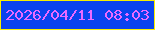 文字の大きさ：5、枠の色：f8ef00、背景の色：0b43ef、文字の色：eb6aff 無料ブログパーツのブログ時計