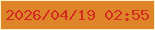 文字の大きさ：1、枠の色：f8f1ca、背景の色：dd8528、文字の色：d32a21 無料ブログパーツのブログ時計