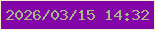 文字の大きさ：3、枠の色：f8f2d1、背景の色：8304a7、文字の色：a5b982 無料ブログパーツのブログ時計