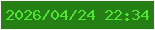 文字の大きさ：2、枠の色：f8f3f7、背景の色：267f15、文字の色：51e533 無料ブログパーツのブログ時計