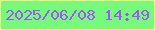文字の大きさ：1、枠の色：f8fc81、背景の色：77fa7b、文字の色：9f58f6 無料ブログパーツのブログ時計