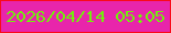 文字の大きさ：3、枠の色：f90a1a、背景の色：e825ab、文字の色：72ee0d 無料ブログパーツのブログ時計