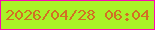 文字の大きさ：4、枠の色：f90ab3、背景の色：a9f228、文字の色：d27024 無料ブログパーツのブログ時計