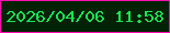 文字の大きさ：1、枠の色：f90cb0、背景の色：032205、文字の色：17e555 無料ブログパーツのブログ時計