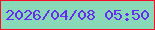 文字の大きさ：2、枠の色：f90d27、背景の色：89d8b8、文字の色：652eee 無料ブログパーツのブログ時計