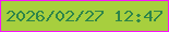 文字の大きさ：2、枠の色：f912fc、背景の色：a7cf3e、文字の色：2e8549 無料ブログパーツのブログ時計