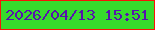 文字の大きさ：5、枠の色：f91307、背景の色：37db2c、文字の色：5713ad 無料ブログパーツのブログ時計