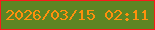 文字の大きさ：4、枠の色：f91a1b、背景の色：5d8523、文字の色：ff900d 無料ブログパーツのブログ時計