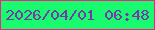 文字の大きさ：1、枠の色：f91e86、背景の色：19fb6f、文字の色：7639ab 無料ブログパーツのブログ時計