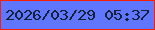 文字の大きさ：2、枠の色：f92001、背景の色：6076ff、文字の色：142135 無料ブログパーツのブログ時計