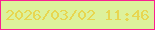 文字の大きさ：5、枠の色：f92092、背景の色：ddf19c、文字の色：e7d650 無料ブログパーツのブログ時計