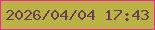 文字の大きさ：3、枠の色：f924a2、背景の色：bab343、文字の色：6a3e5b 無料ブログパーツのブログ時計